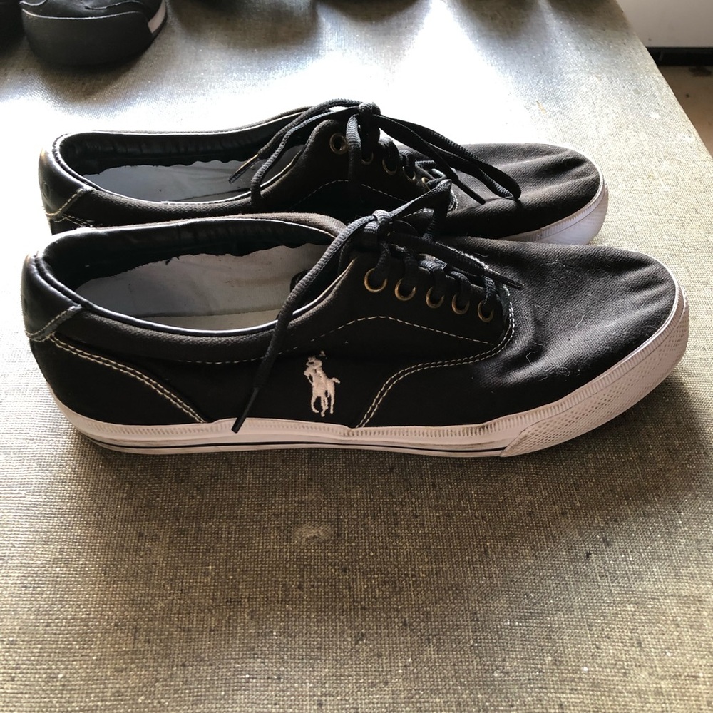 Polo Ralph Lauren Mens Vaughn Sneakers Size 10 Black Lace Up